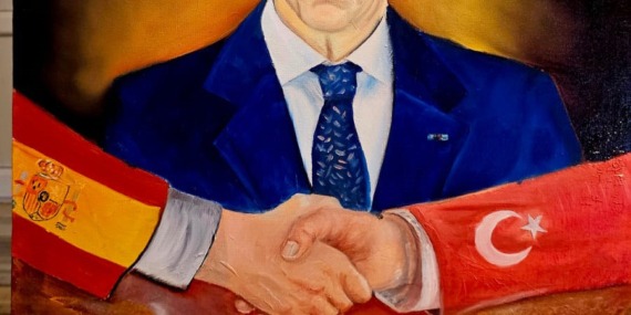 Türkiye–İspanya dostluğuna sanatsal köprü; Sanatçı Ersoy Ayyıldız’dan Pedro Sánchez’e anlamlı tablo